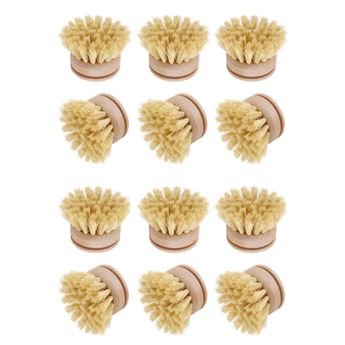 6 Pcs Replacement Brush Heads Wooden Cleaning Dish Brush Kitchen