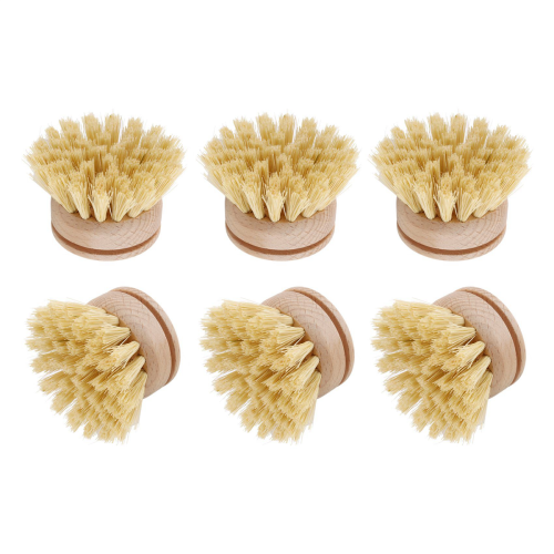 6 Pcs Replacement Brush Heads Wooden Cleaning Dish Brush Kitchen 1