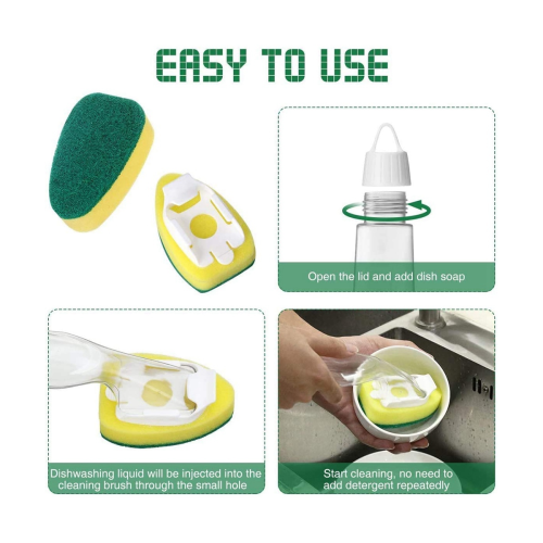 Heavy Duty Dish Wand Sponge Brush, Kitchen Scrub Brush for Dish 2