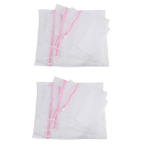 Set of 4 Coarse Mesh Laundry Bag with Zip Closure