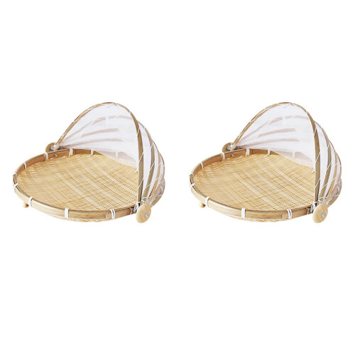 Hand-Woven Food Tent Basket Tray Fruit Vegetable Bread Storage Basket