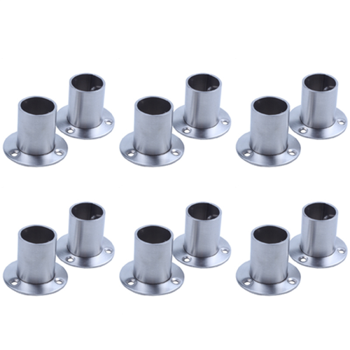 Wardrobe 25mm Tube Stainless Steel Rail Rod End Support Bracket 2pcs