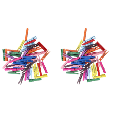 3-Inch Large Natural Colorful Wooden Clothespins, Set of 50 Pins