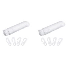 2Pcs 50 Feet x 1/4inch Flag Pole Halyard Rope with 8 Pcs Hook Clips