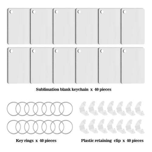 40 Pack Sublimation Keychain Blank Double Sided Heat Transfer Blank 1