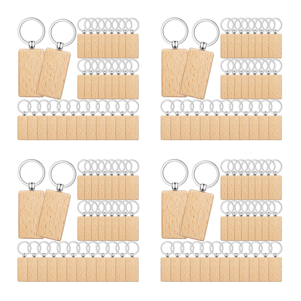 50 Pieces Blank Wooden Key Tag Key Engraving Key Tags,Rectangle 4711671274701