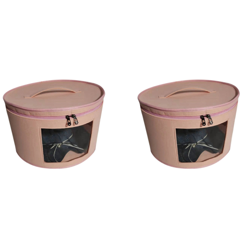 2X Hat Box Organizer Round Travel Hat Boxes Hat Storage Bag C