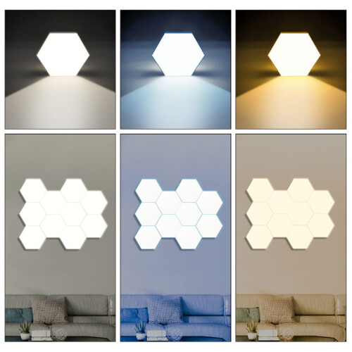 Lampe murale LED hexagonale, alimentation USB, tactile, 3 couleurs 2