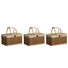 Bamboo Basket Natural -Friendly Woven Basket Bamboo Picnic Basket
