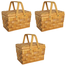 France Style Picnic Basket Bread Baskets Storage Box -Wood Color
