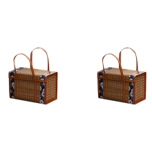 Picnic Woven Basket Wicker Storage Handle Foldable Bamboo Basket A