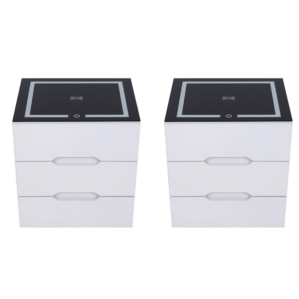 2X Nightstands Wireless Charging Station and LED Lights