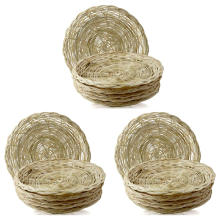 5 Pcs Bamboo Paper Plate Holder-10 Inch Round Woven for Picnic Party