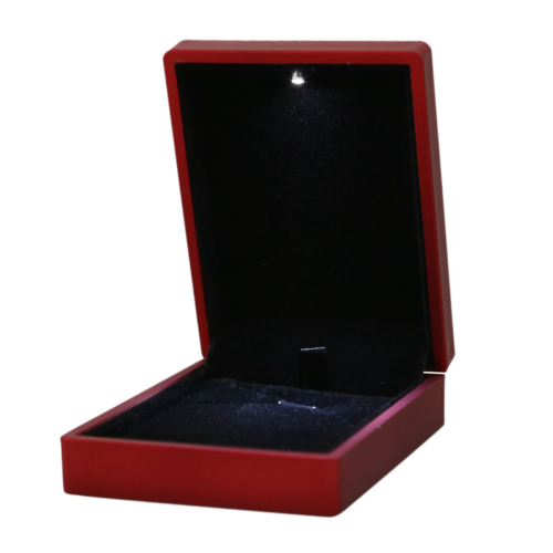 LED Box Rubber + Plush Pendant Case for Jewelry Display Gift (Red)