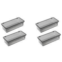 Flatware Tray, Utensil Storage with Lid Plastic Cutlery Tray, B