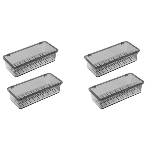 Flatware Tray, Utensil Storage with Lid Plastic Cutlery Tray, B