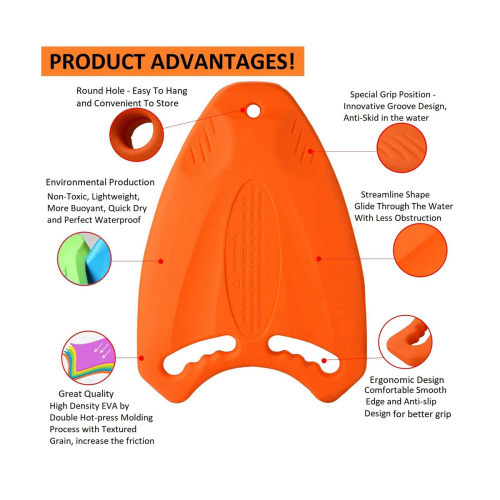 Orange EVA Back Float Kickboard Training Plate for Adult Children 1