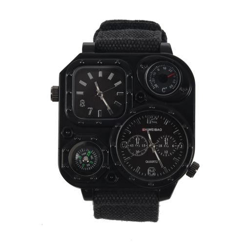 Men Dual Time Zone Quartz Wrist Watch with Compass 1