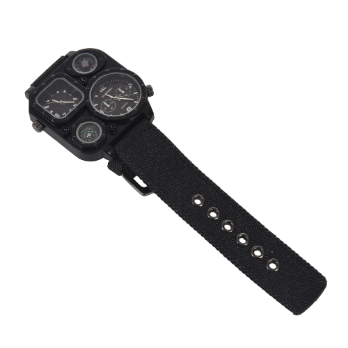 Men Dual Time Zone Quartz Wrist Watch with Compass 2