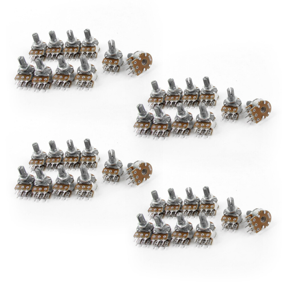 10Pcs Dual Linear Knurled Shaft Potentiometer 50K Ohm B50k 4711671259630