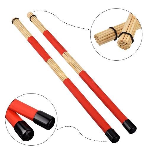 1 Pair Brushes Drums Drum Sticks Brush+1 Pair Rods Drum Stick Set 1