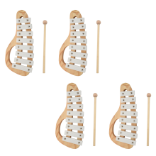 Hand Knock Xylophone with Mallets 8 Tones Aluminum Sheet Wooden White