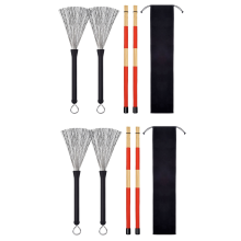 1 Pair Brushes Drums Drum Sticks Brush+1 Pair Rods Drum Stick Set