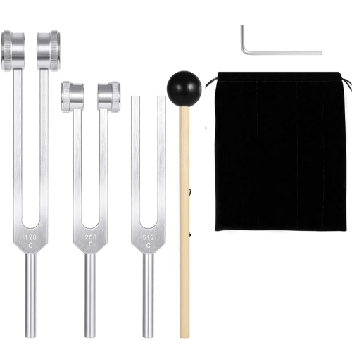 (128Hz, 256Hz, 512Hz)Tuning Fork Set, Tuning Forks with Reflex Hammer 2