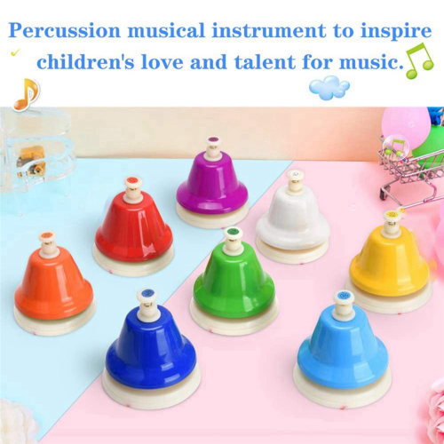 Desk Bells, 8 Notes Diatonic Metal Hand Bells, Rainbow Music Bells 1