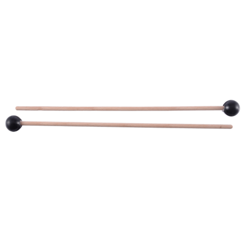 2Pcs Soft Rubber Head Sticks Wood Handle Bell Mallets Black 1