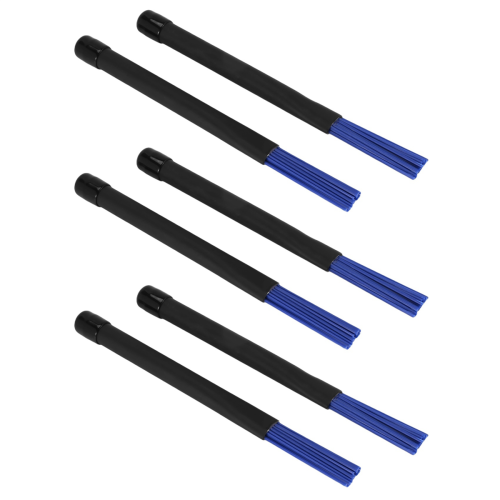 1 Pair Black Handles Jazz Drum Brushes Sticks Blue Nylon 32cm