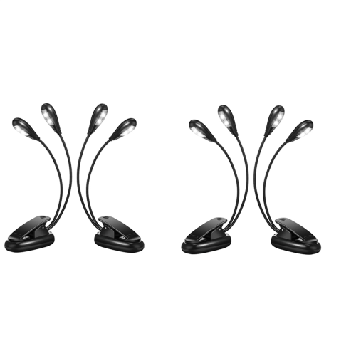 2Pcs Music Stand Light Clip on LED Book Lights Dual Arm Reading