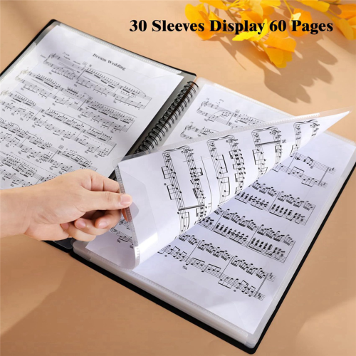 Sheet Music Folder, 60 Pages, Sheet Music/Holder, (Black) 2