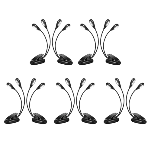 2Pcs Music Stand Light Clip on LED Book Lights Dual Arm Reading