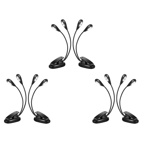 2Pcs Music Stand Light Clip on LED Book Lights Dual Arm Reading