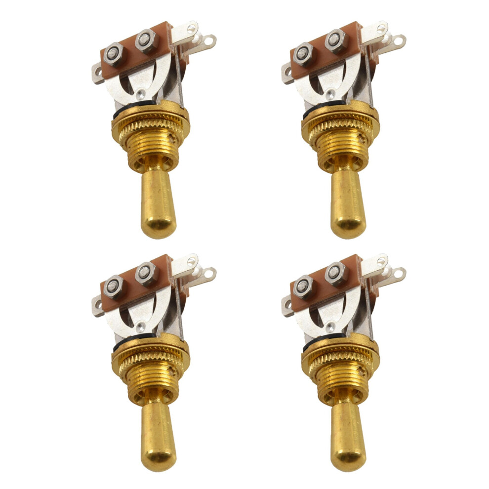 4X 3 Way Toggle Switch Pickup Selector Switch With Brass Tip Knob Gold 4711671251474