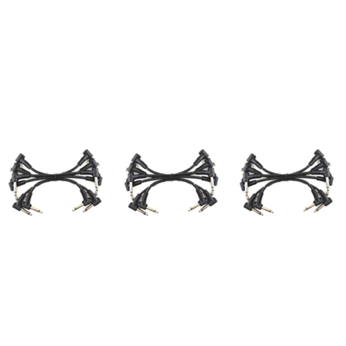 6 x Electric Guitar Cables 6 inch 1/4 Right Angle Effect Patch Black