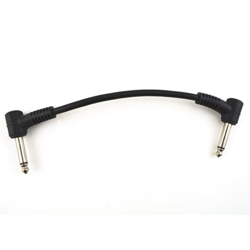 6 x Electric Guitar Cables 6 inch 1/4 Right Angle Effect Patch Black 2