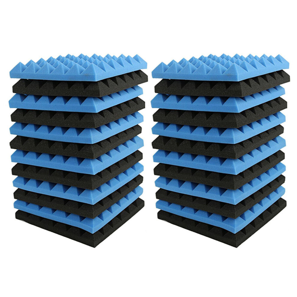 24X Charcoal Acoustic Foam Tiles Soundproofing Panels(Black+Blue) 4711671244803