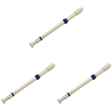 Students 8 Holes Soprano Recorder Flute Beige Blue w Cleaning Stick