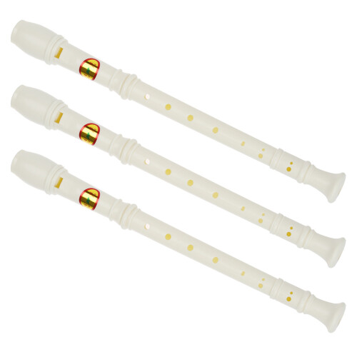 Students creamy-white Plastic 8 Holes Flute Recorder w Cleaning Stick