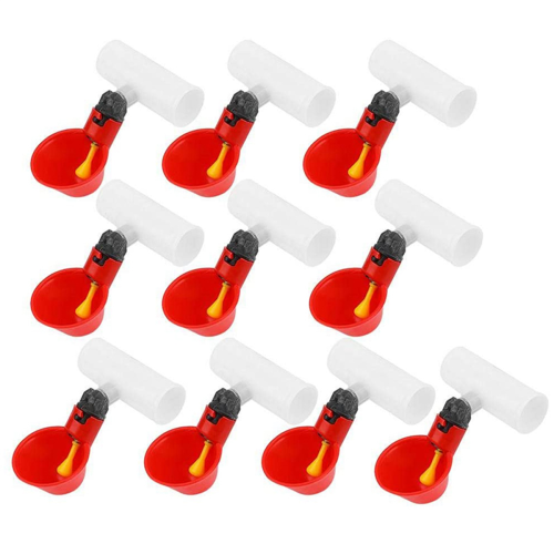 Chicken Drinking Cup 10 Pieces Automatic Red Plastic Duck Bird Quail 1