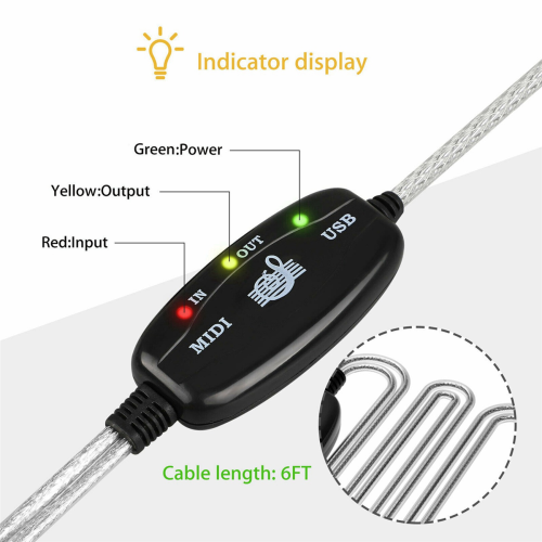 MIDI to USB Cable Connector PC to Synthesizer Music Keyboard Adapter 2