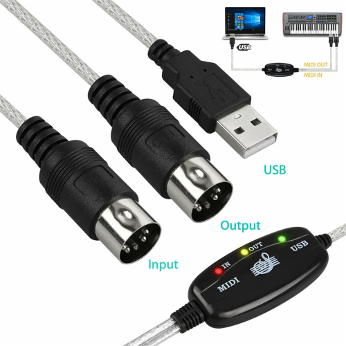 MIDI to USB Cable Connector PC to Synthesizer Music Keyboard Adapter 1