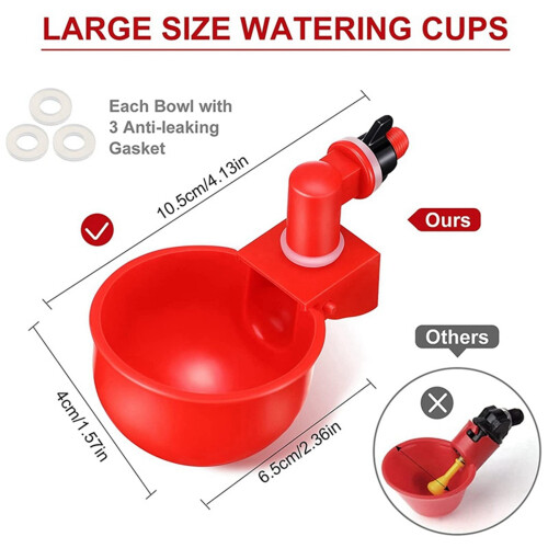 12PCS Chicken Watering Cup Automatic Filling Waterer Poultry Drinking 2