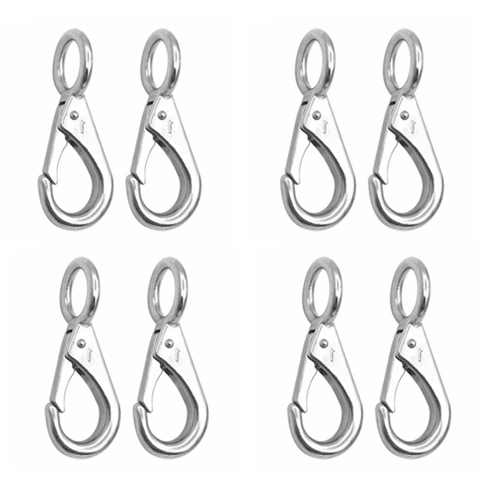 2Pcs Stainless Steel 316 Rigid Loaded Fixed Eye Spring Clip Snap Hook 4711893409479