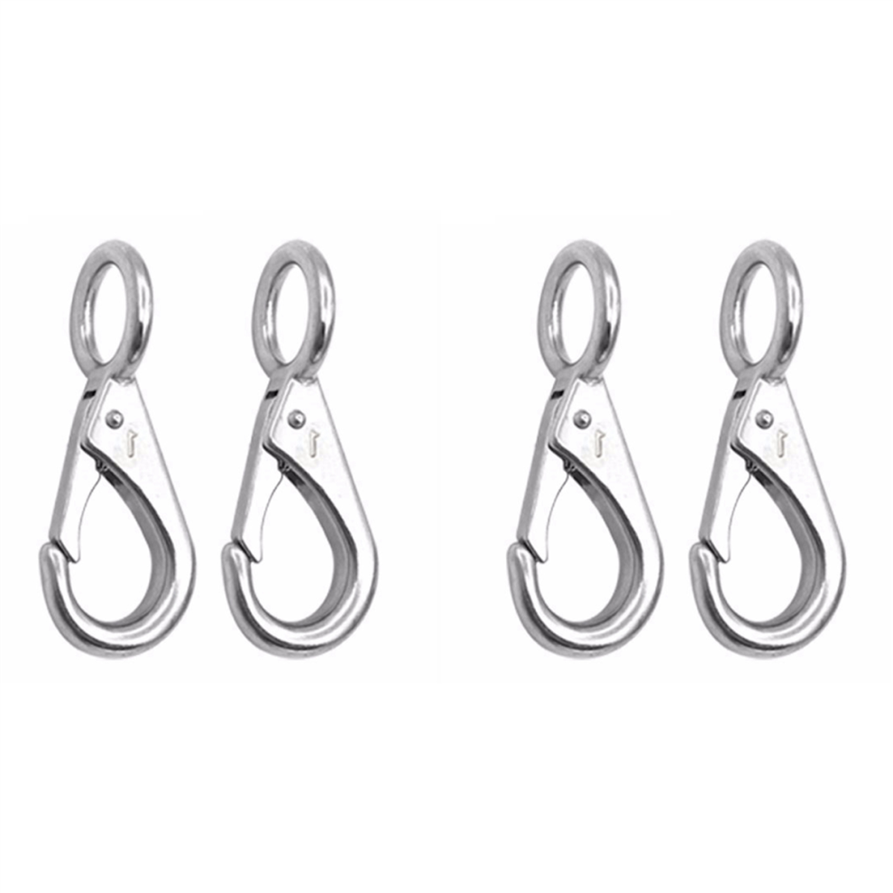 2Pcs Stainless Steel 316 Rigid Loaded Fixed Eye Spring Clip Snap Hook 4711893409462