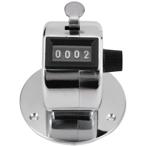 Round Base 4 Digit Manual Hand Tally Mechanical Palm Click Counter 1