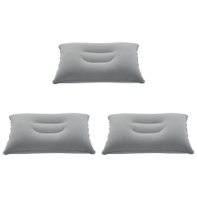 Folding Air Inflatable Pillow Sided Flocking Cushion Light Grey