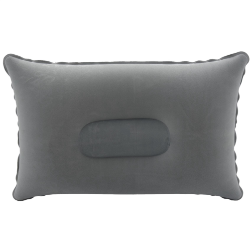 Folding Air Inflatable Pillow Sided Flocking Cushion Light Grey 2
